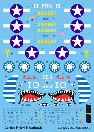 Techmod 48054 - Curtiss P-40N-5 Warhawk 1/48