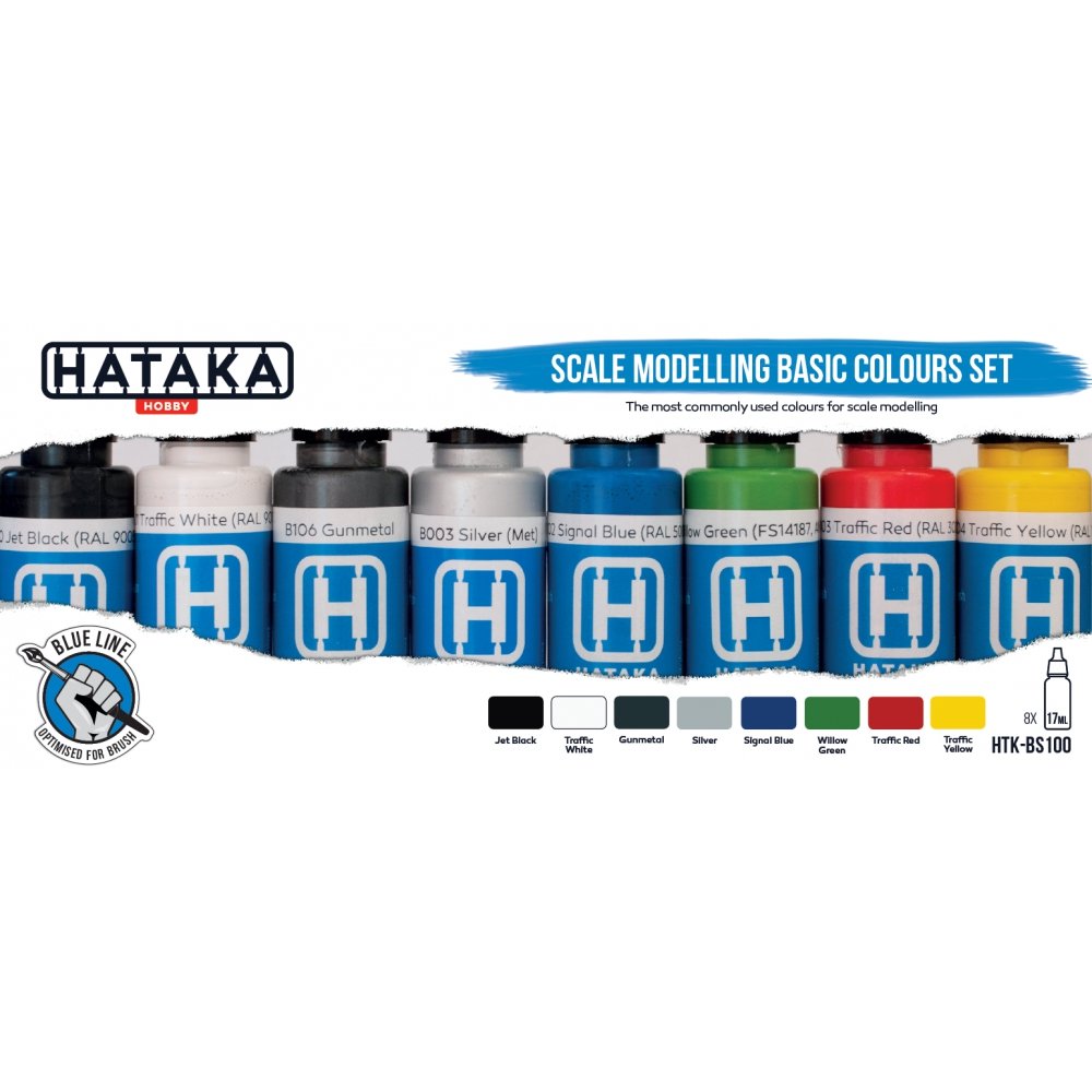 Hataka HTK-BS100 Coffret de couleurs de base pour modélisme (8 x 17 ml) – image 2