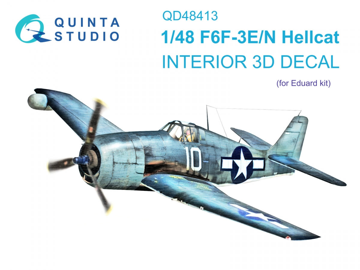 Quinta Studio QD48413 F6F-3E/N Hellcat 3D-Printed &amp; colored Interior on decal paper (Eduard) 1/48