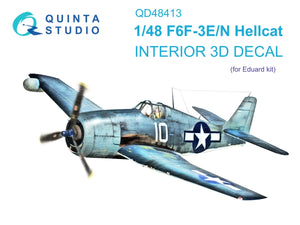 Quinta Studio QD48413 F6F-3E/N Hellcat 3D-Printed &amp;amp; coloured Interior on decal paper (Eduard) 1/48