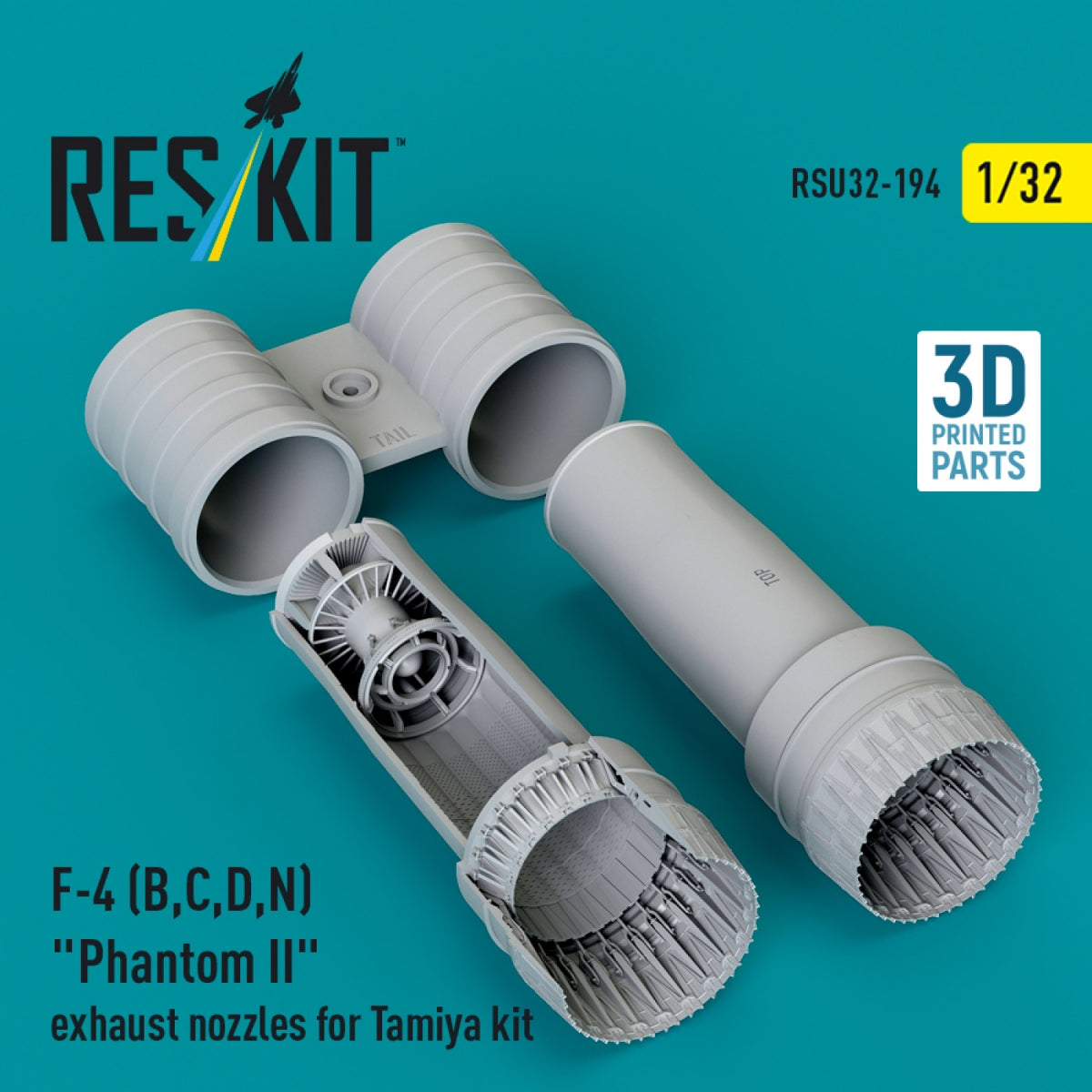 RESKIT RSU32-0194 F-4 (B, C, D, N) "Phantom II" exhaust nozzles for Tamiya kit (3d Printed) 1/32