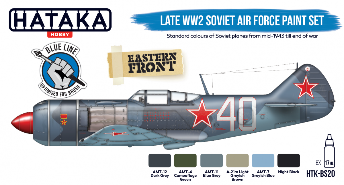 Hataka HTK-BS20 BLUE LINE – Late WW2 Soviet Air Force paint set 6x17ml – Bild 2