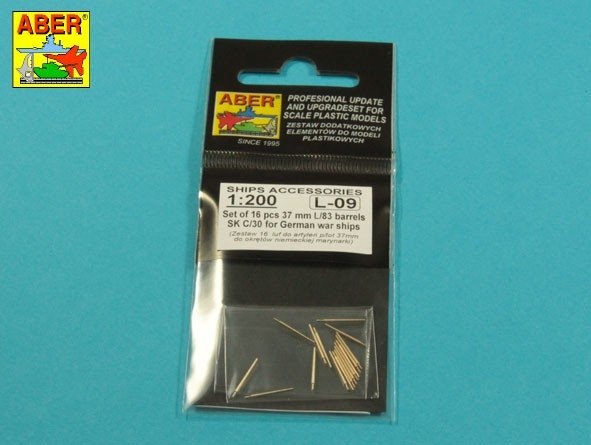 Aber 200L-09 Zestaw 16 luf 37 mm L/83 SK C/30 do Niemieckich okrętów 1/200 – zdjęcie 3