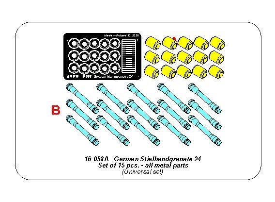 Aber 16058A German Hand Grenade Set - Metal Parts x15 pcs 1/16 – image 2