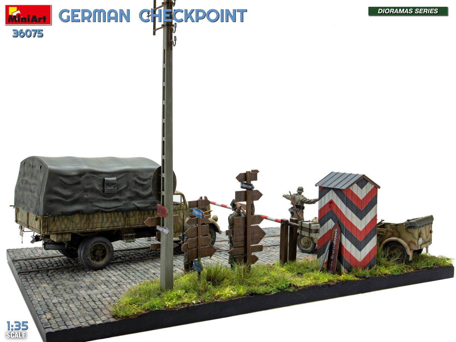MiniArt 36075 German Checkpoint. 3t Cargo Truck 3,6-36S &amp;amp; Kfz.1 Type 170VK w/ Feldgendarmerie. Big Set 1/35 – Bild 9