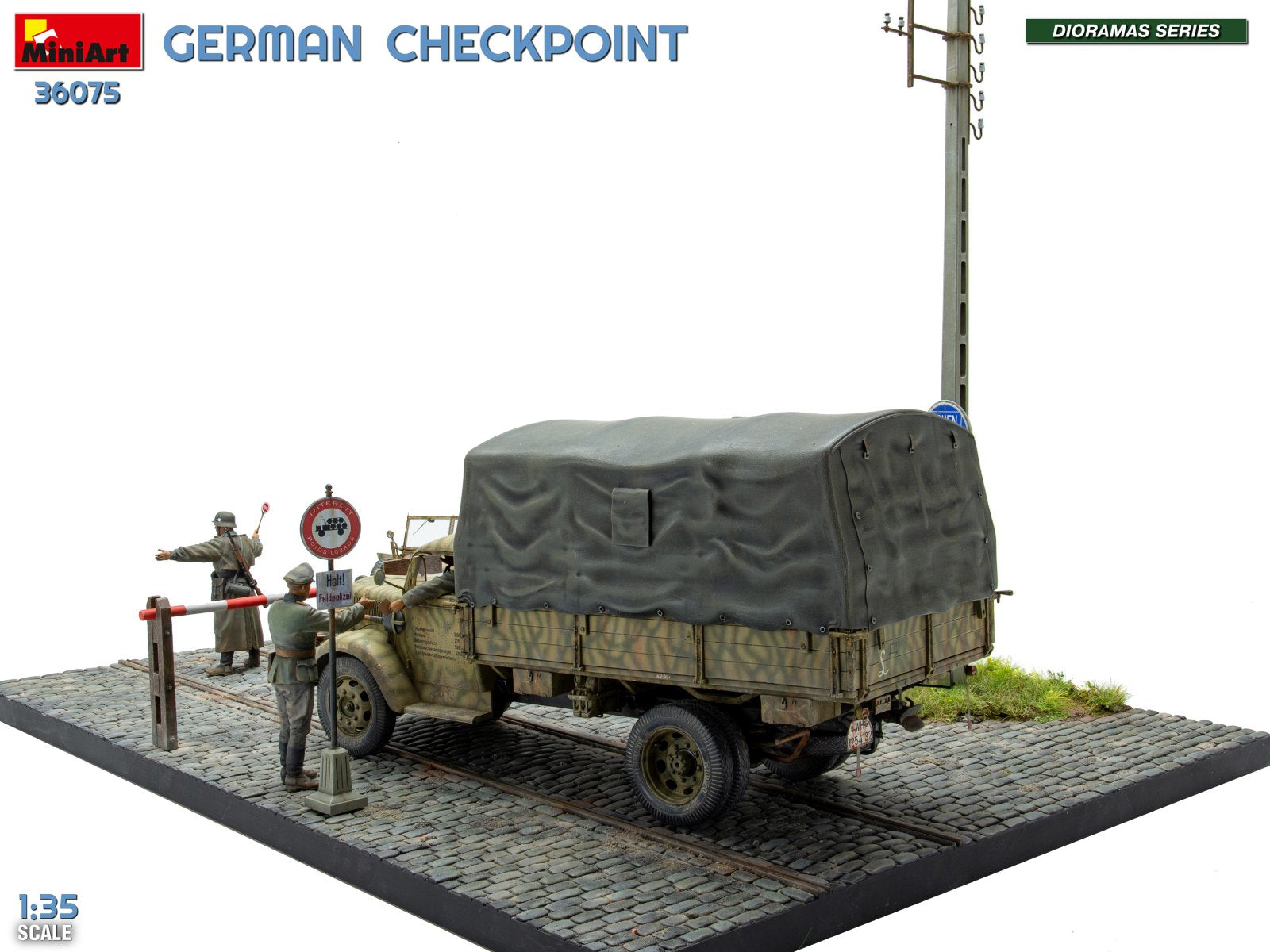 MiniArt 36075 German Checkpoint. 3t Cargo Truck 3,6-36S &amp;amp; Kfz.1 Type 170VK w/ Feldgendarmerie. Big Set 1/35 – Bild 5