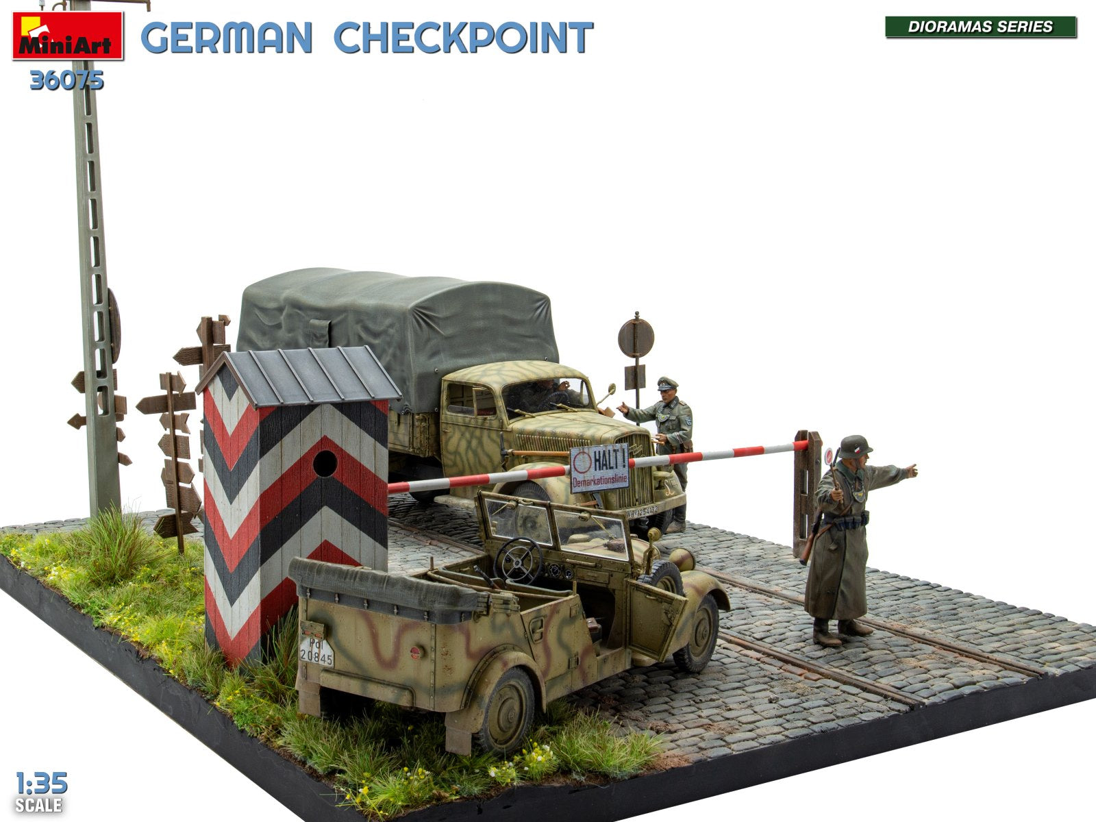 MiniArt 36075 German Checkpoint. 3t Cargo Truck 3,6-36S &amp;amp; Kfz.1 Type 170VK w/ Feldgendarmerie. Big Set 1/35 – Bild 6