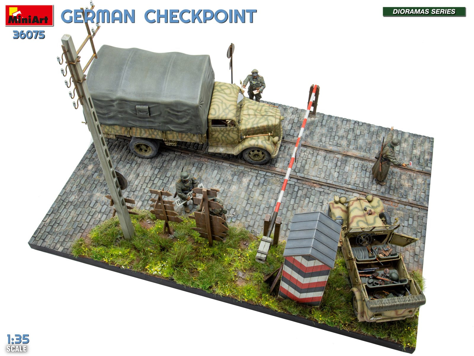 MiniArt 36075 German Checkpoint. 3t Cargo Truck 3,6-36S &amp;amp; Kfz.1 Type 170VK w/ Feldgendarmerie. Big Set 1/35 – Bild 8