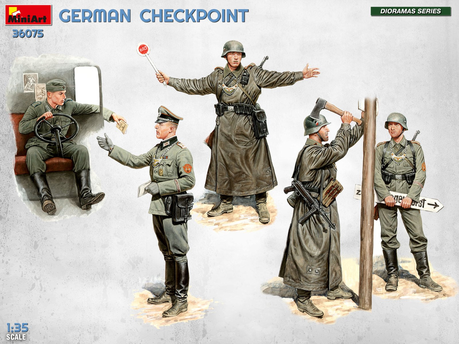 MiniArt 36075 German Checkpoint. 3t Cargo Truck 3,6-36S &amp;amp; Kfz.1 Type 170VK w/ Feldgendarmerie. Big Set 1/35 – Bild 46