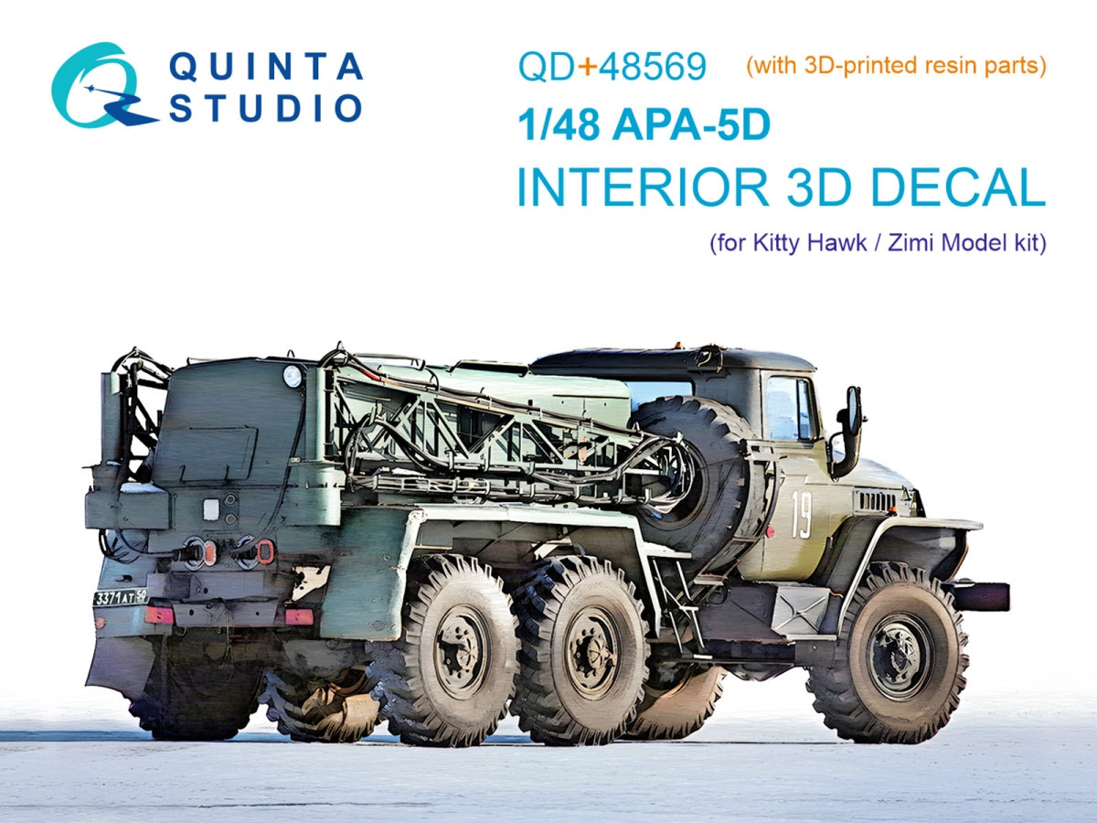 Quinta Studio QD+48569 APA-5D 3D-Printed &amp;amp; colored Interior on decal paper (KittyHawk/Zimi model) (with 3D-printed resin parts) 1/48