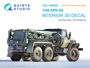 Quinta Studio QD+48569 APA-5D 3D-Printed &amp;amp; colored Interior on decal paper (KittyHawk/Zimi model) (with 3D-printed resin parts) 1/48