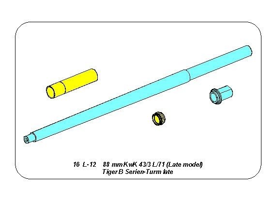 Aber 16L-12 Lufa 88 mm KwK 43/3 L/71 do Tiger B Serien-Turm / 88 mm KwK 43/3 L/71 (Late model) Tiger B Serien-Turm late 1/16 – zdjęcie 7