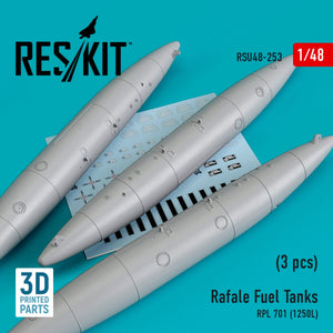 RESKIT RSU48-0253 RAFALE FUEL TANKS RPL 701 (1250L) (3 PCS) (3D PRINTED) 1/48