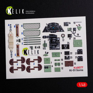 KELIK K48077 Ki-51 Sonia interior 3D decals for WingsyKits kit 1/48 – immagine 2