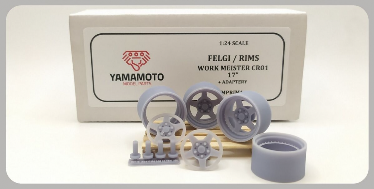 Yamamoto Model Parts YMPRIM1 Work Meister CR01 17&amp;#39; Rims + Adapters 1/24