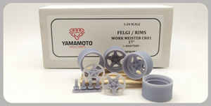Yamamoto Model Parts YMPRIM1 Work Meister CR01 17&amp;#39; Rims + Adapters 1/24