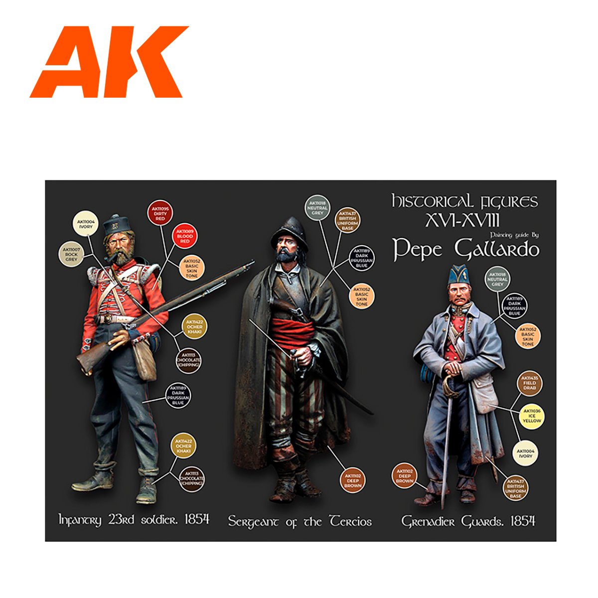 AK Interactive AK11762 SIGNATURE SET – HISTORICAL FIGURES P. XVI-XVIII BY PEPE GALLARDO PAINT SET 18x17 ml – obrázek 5