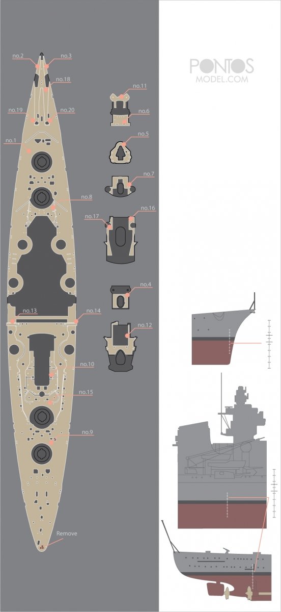 Pontos 35014WD1 DKM Tirpitz Wooden Deck set 1/350 – Bild 3