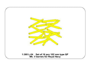 Aber 350L-34 Set of 16 pcs 102 mm QF Mk.V barrels for Royal Navy 1/350 – Bild 6