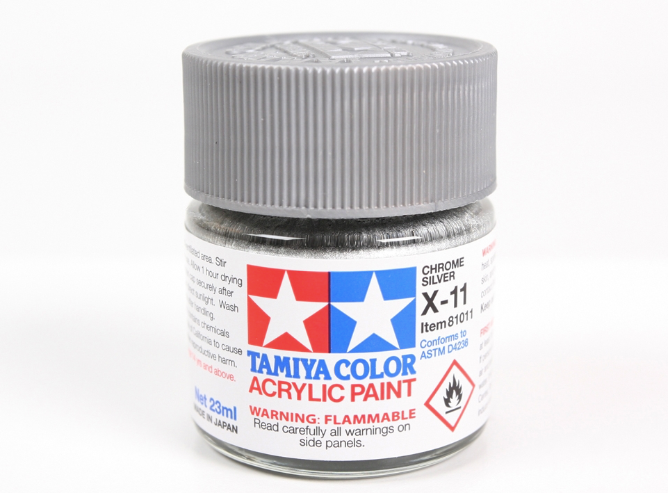 Tamiya 81011 Acrylic X-11 Chrome Silver 23ml – immagine 2