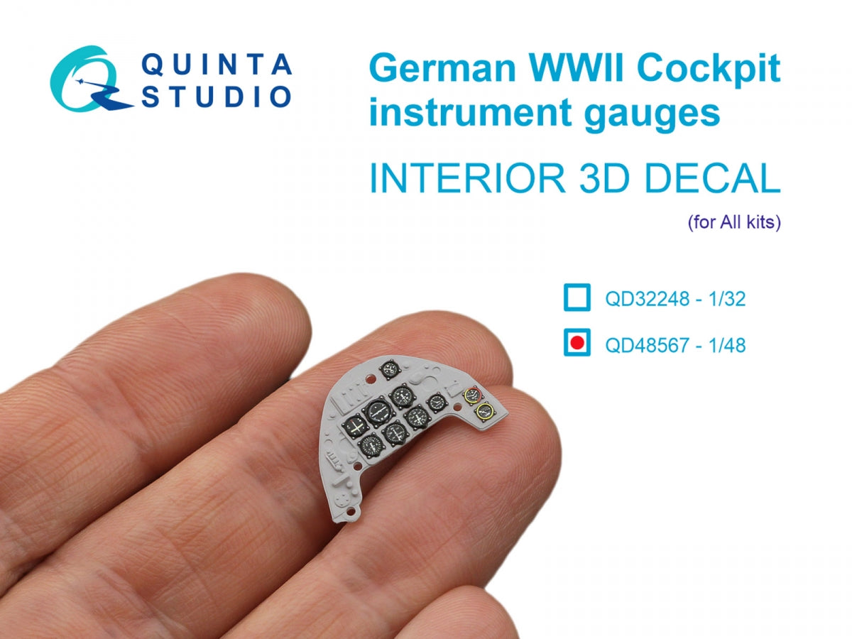 Quinta Studio QD48567 German WWII Cockpit instrument gauges 3D-Printed &amp;amp; colored Interior on decal paper (All Kits) 1/48