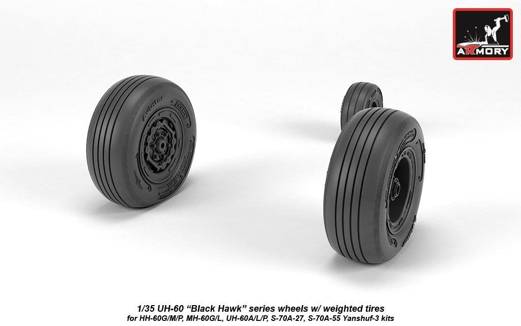 Armory Models AW35303 UH-60 Black Hawk wheels w/ weighted tires 1/35 – Bild 4