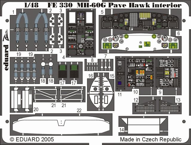Intérieur du MH-60G Eduard FE330 au 1/48 Italeri
