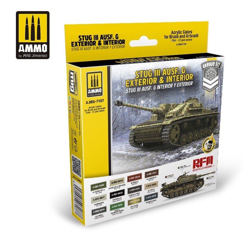 AMMO of Mig Jimenez 7187 STUG III AUSF. G Exterior &amp;amp; Interior Set Set 12x17ml
