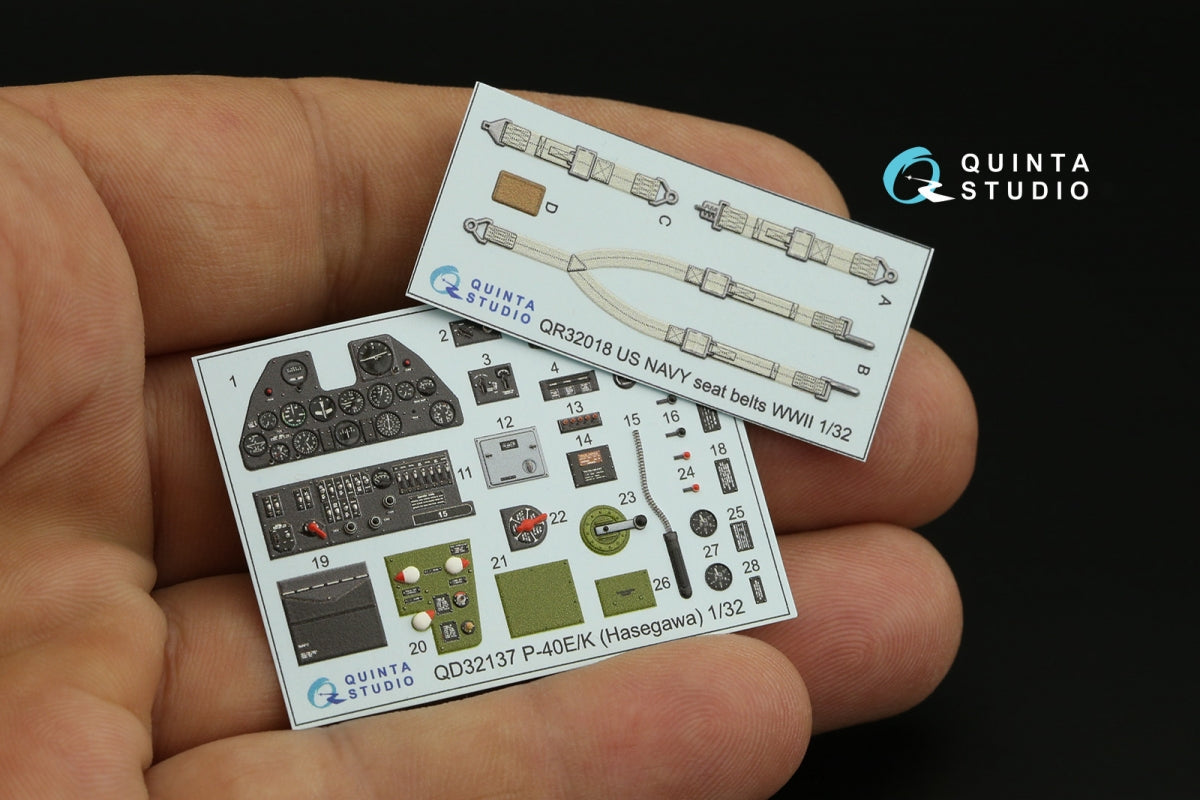 Quinta Studio QD32137 P-40E/K 3D-Printed &amp;amp; colored Interior on decal paper (Hasegawa) 1/32 – Bild 7