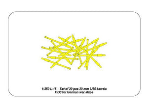 Aber 350L-16 Set of 20 pcs 20 mm L/65 barrels C/38 for German ships 1/350 – obrázek 4