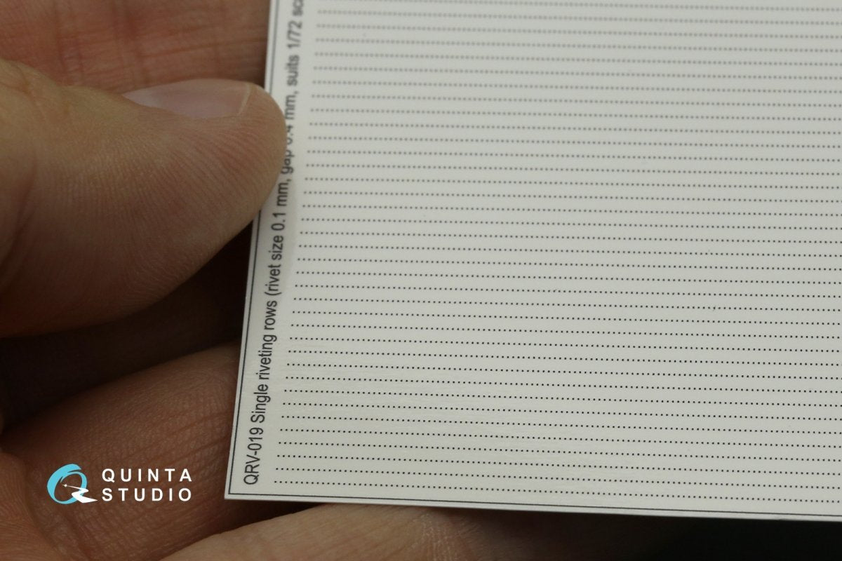 Quinta Studio QRV-019 Single riveting rows (rivet size 0.10 mm, gap 0.4 mm, suits 1/72 scale), Black color, total length 6.7 m/22 ft – Bild 6