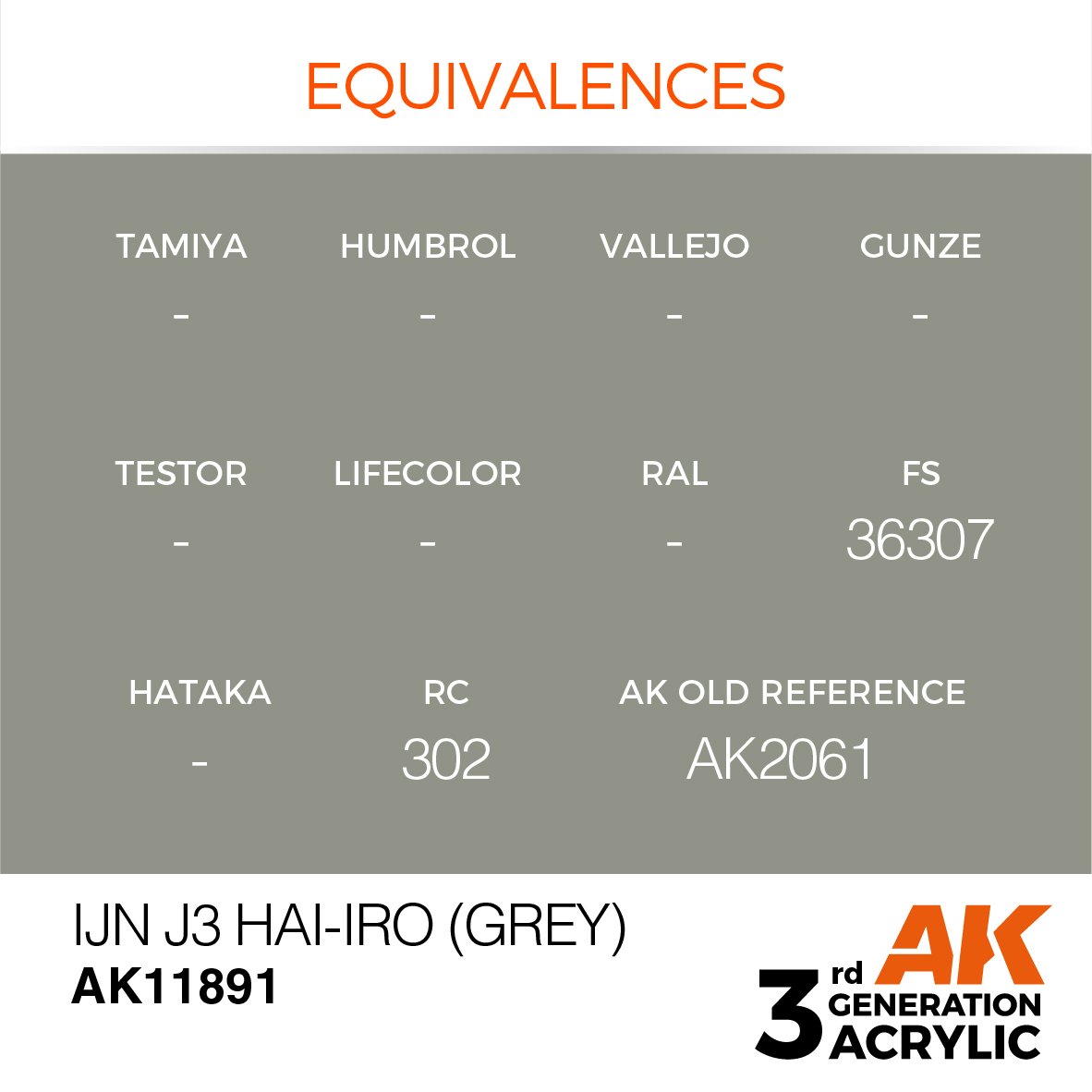AK Interactive AK11891 IJN J3 HAI-IRO (GRAY) – AIR 17ml – immagine 3