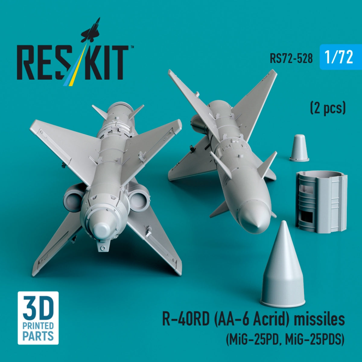 RESKIT RS72-0528 R-40RD (AA-6 &amp;quot;Acrid&amp;quot;) missiles (2 pcs) (3D Printed) 1/72 – image 2