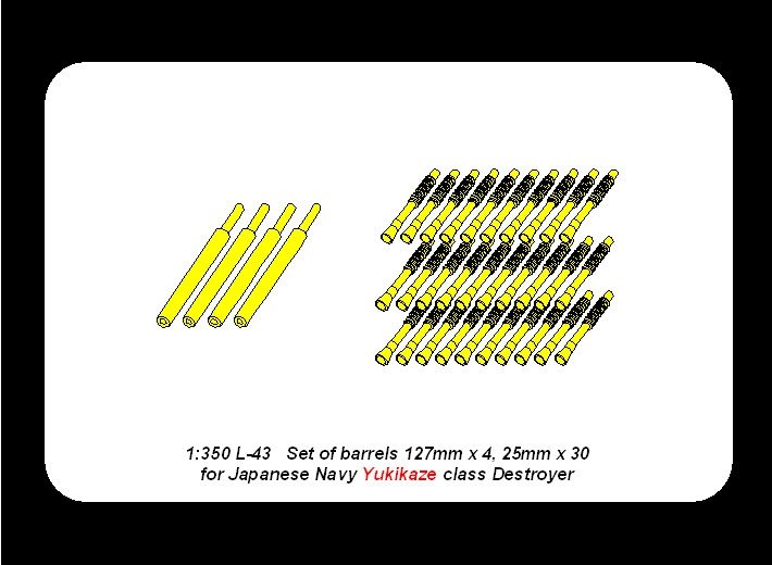 Aber 350L-43 Set of barrels 127mm x 4; 25mm x 30 for Japan Navy Yukikaze class Destroyer 1/350 – Bild 4