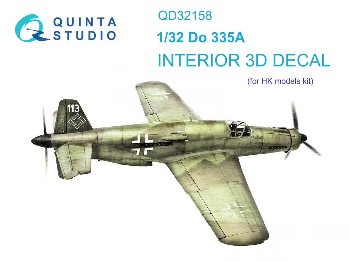 Quinta Studio QD32158 Do 335A 3D-Printed &amp;amp; colored Interior on decal paper (HK models) 1/32