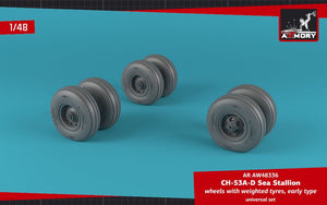 Armory Models AW48336 CH-53 Sea Stallion wheels w/ weighted tires, early 1/48