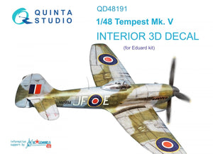 Quinta Studio QD48191 Tempest Mk.V 3D-Printed &amp;amp; colored Interior on decal paper (Eduard) 1/48