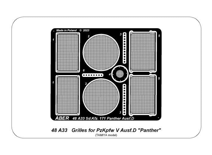 Aber 48A33 Grilles for Panther D 1/48 – immagine 2