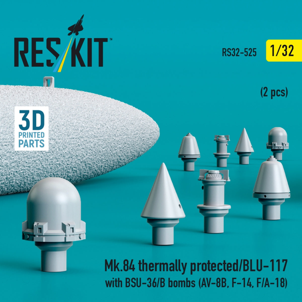 RESKIT RS32-0525 Mk.84 thermally protected/BLU-117 with BSU-36/B bombs (2 pcs) (3D Printed) 1/32 – image 2
