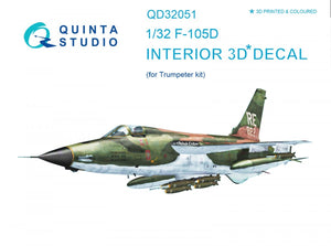 Quinta Studio QD32051 F-105D 3D-Printed &amp;amp; colored Interior on decal paper (for Trumpeter kit) 1/32