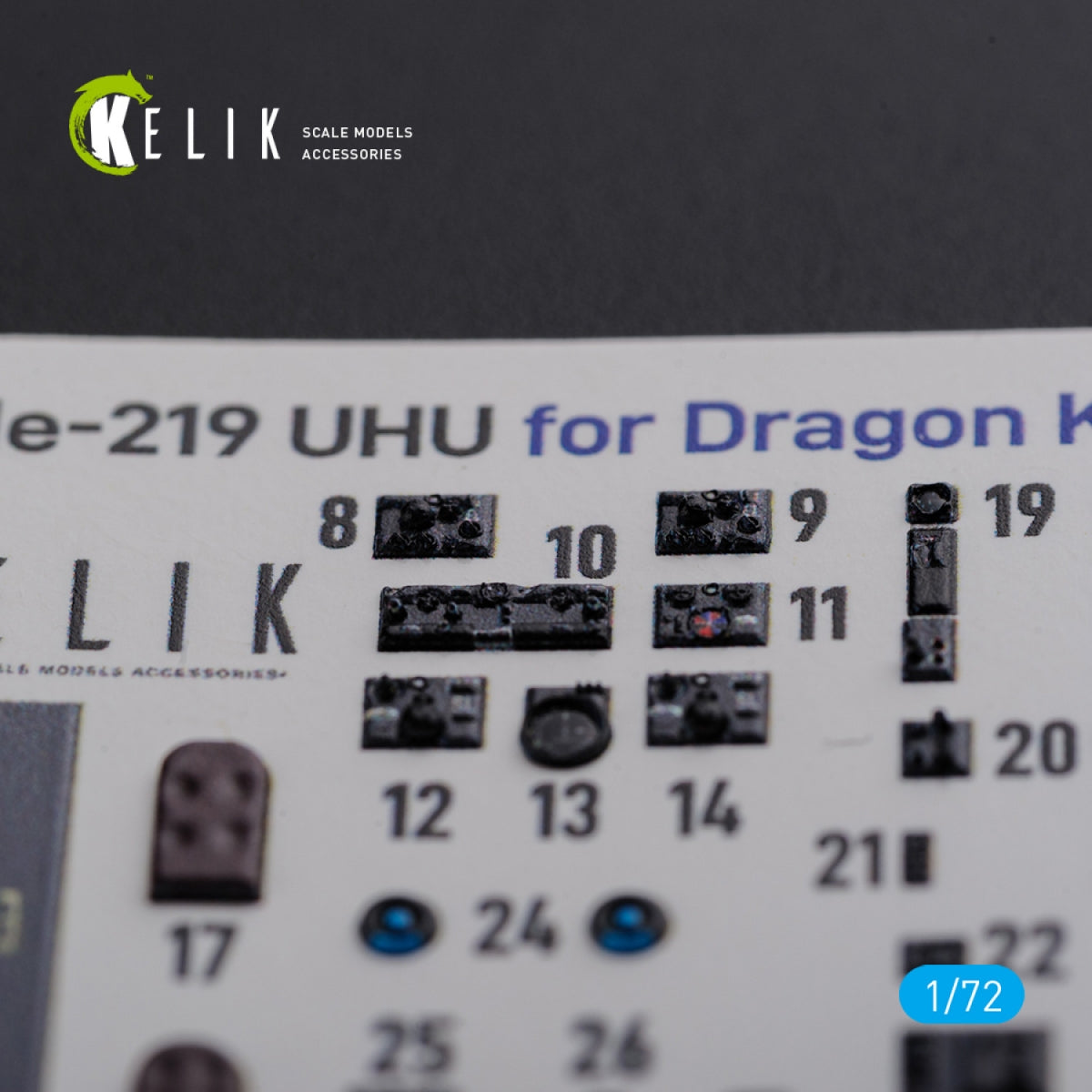 KELIK K72104 HE-219 UHU interior 3D decals for Dragon kit 1/72 – immagine 3