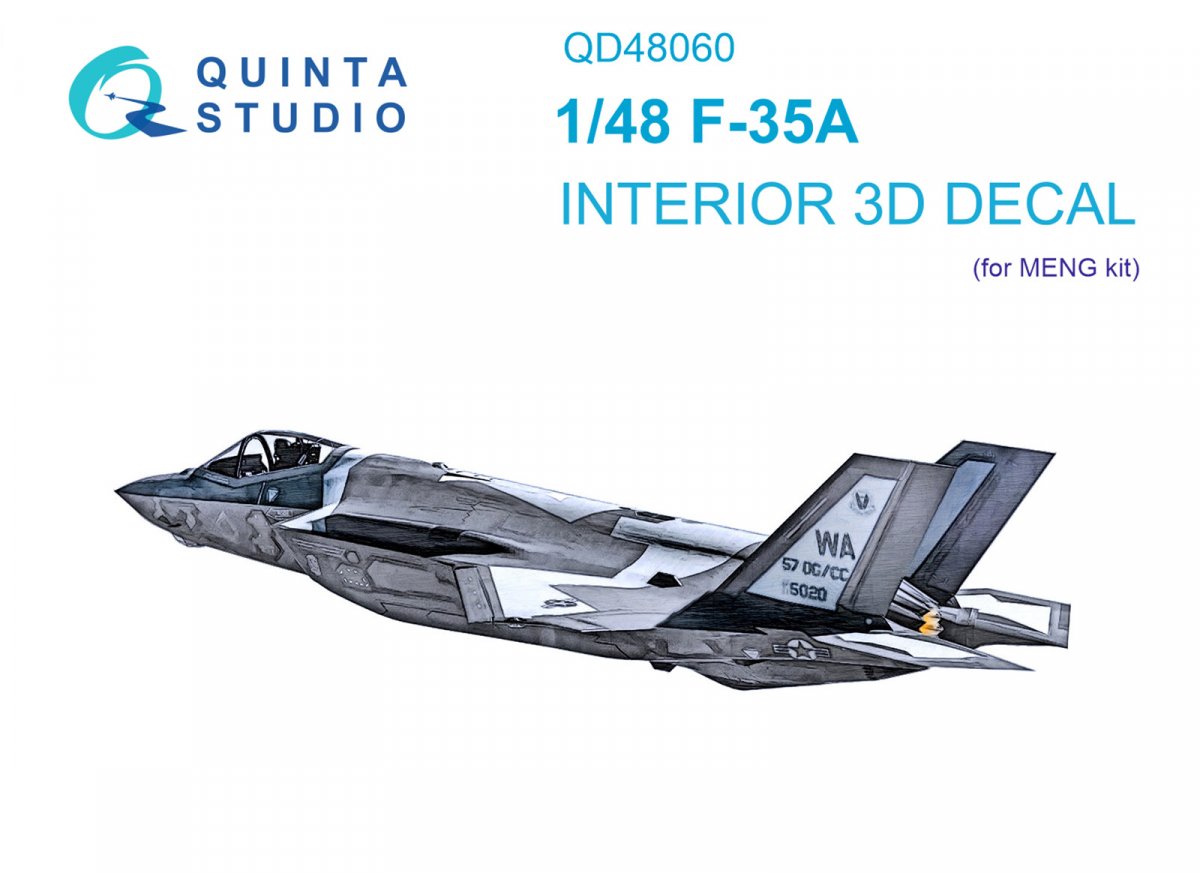 Quinta Studio QD48060 F-35A 3D-Printed &amp; colored Interior on decal paper (Meng) 1/48