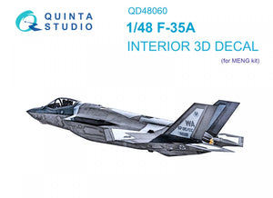 Quinta Studio QD48060 F-35A 3D-Printed &amp;amp; colored Interior on decal paper (Meng) 1/48