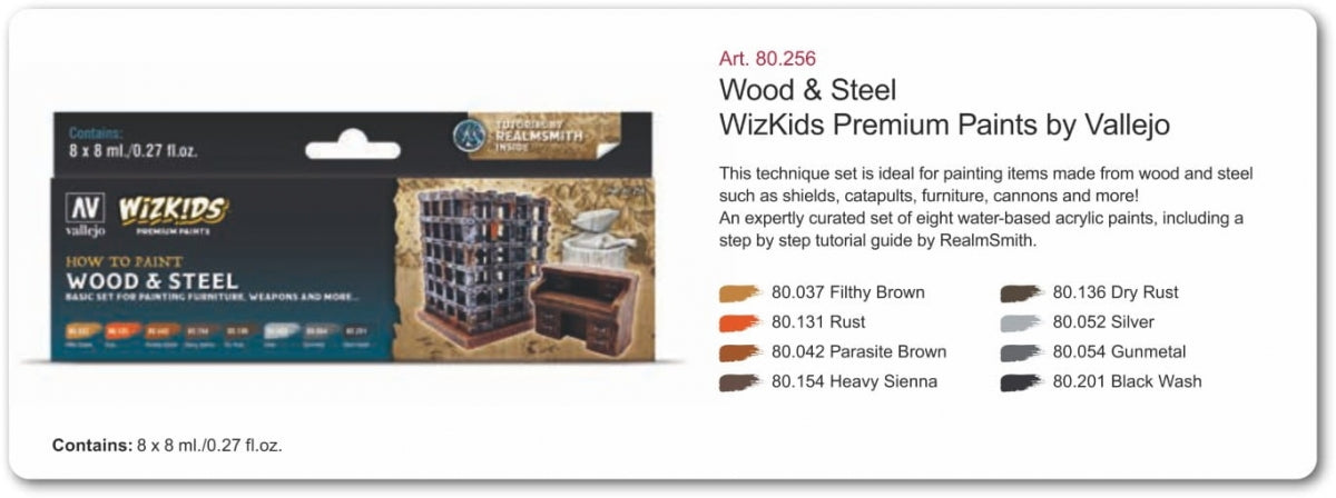 Vallejo 80256 Wizkids Wood &amp;amp; Steel Set 8x8ml – image 2
