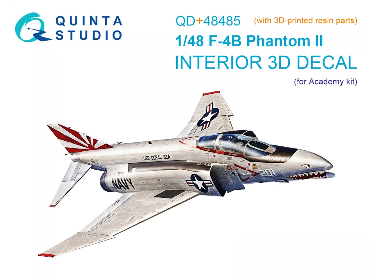 Intérieur imprimé en 3D et coloré sur papier décalcomanie (Academy) du F-4B Phantom II de Quinta Studio QD+48485 (avec pièces en résine imprimées en 3D) à l'échelle 1/48