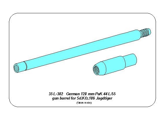 Aber 35L-302 128mm PaK 44L/55 barrel for Jagdtiger (Takom) 1/35 assault gun – obrázek 2