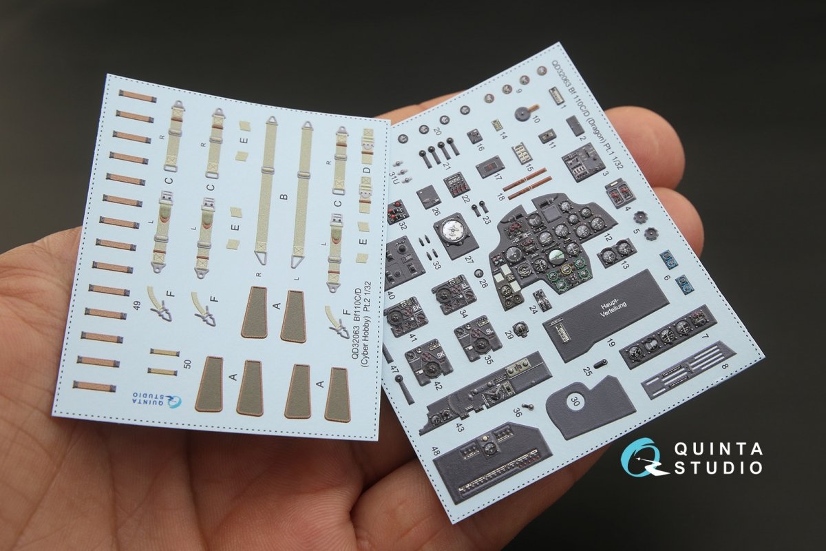 Quinta Studio QD32063 Bf 110C/D 3D-Printed &amp;amp; colored Interior on decal paper (for Dragon kit) 1/32 – immagine 2