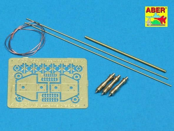 Aber R-25 US antenna and brackets (set of 3 pcs) 1/35