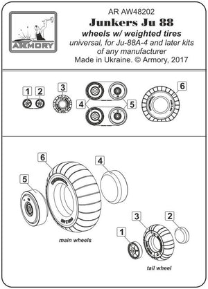 Armory Models AW48202 Junkers Ju 88 late wheels w/ weighted tires 1/48 – obrázek 6