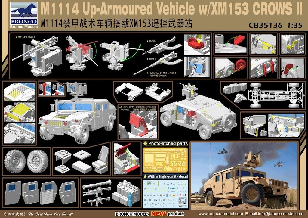 Bronco CB35136 M1114 Up-Armored Vehicle w/XM153 CROWS II (1/35) – image 2